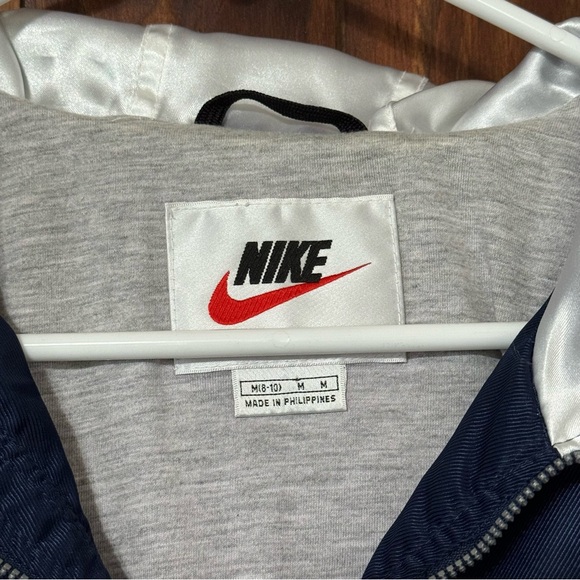 Nike Retro Y2K Vintage Bomber Hooded Jacket M (8-10) Navy - Picture 5 of 8